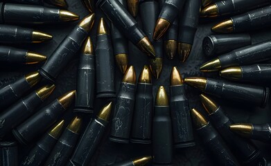 Full frame shot of ammunition bullets.