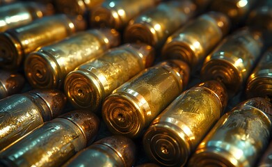 Full frame shot of ammunition bullets.