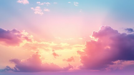 Fototapeta premium Beautiful sunset sky with a soft gradient of pink, orange, and purple tones