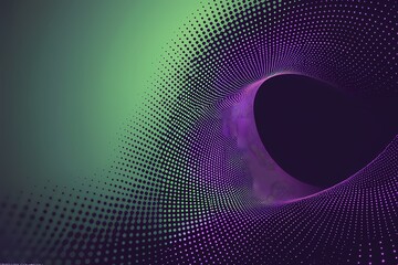 Abstract gradient swirl with purple dots on a green background.