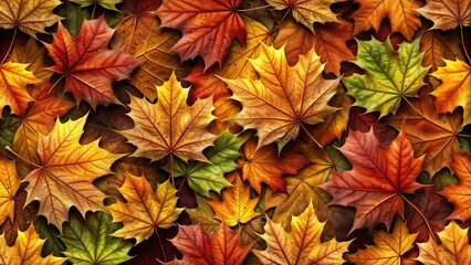 Seamless Autumn Maple Leaf Texture with Vibrant Fall Colors, Realistic Patterns, Soft Lighting, High Resolution