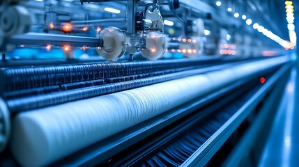 Obraz premium Close-up View of a Textile Manufacturing Machine