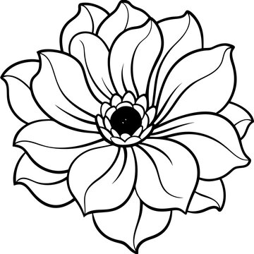 recommend clip art: Line art of a anemone flower. Vector illustration 
                    