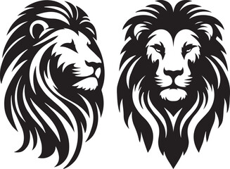 Naklejka premium lion head black and white