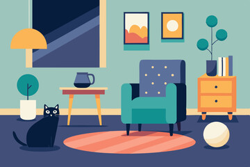 A cat in a room VECTOR ILLUSTRATION
