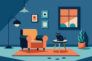 A cat in a room VECTOR ILLUSTRATION