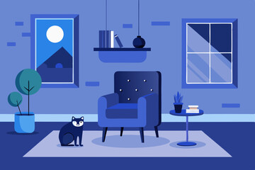 A cat in a room VECTOR ILLUSTRATION