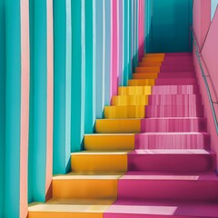 Obraz premium Colorful Stairs In Modern Architecture