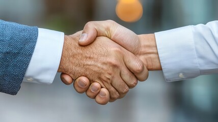 Business executive shaking hands with an international partner in a highrise office, symbolizing global business power   executive success, business deal