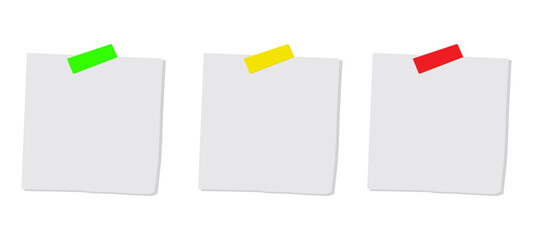 Note tape adhesive blank paper label message post notice reminder office notepad memo page empty notepaper white notebook sticky business.Vector Illustration.
