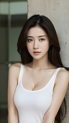 Fototapeta premium Beautiful body of Asian woman, close up portrait.
