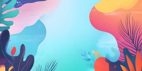Obraz premium Abstract Colorful Background with Summer Vibes and Tropical Plants