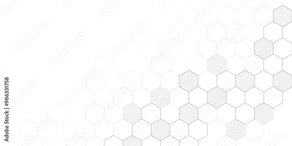 Poster Vector illustration of hexagons pattern. Geometric abstract background with simple hexagonal elements. Creative idea for medical, technology or science design