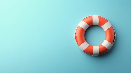Bright yellow lifebuoy floating on a teal background, symbolizing safety and rescue at sea
