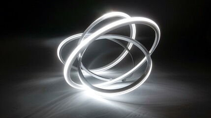 Fototapeta premium White Neon Rings Abstract Background
