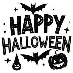 Happy Halloween typography Halloween elements vector silhouette 