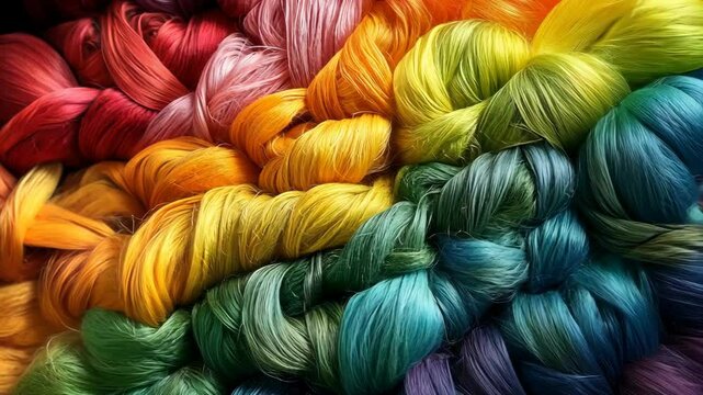 Exploring vibrant rainbow-colored threads for creative textile projects and crafting inspiration