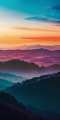 Obraz premium Layered Hills at Sunset with Fog