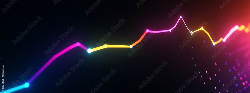 Aufkleber Abstract Neon Line Graph with Glowing Points