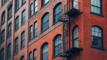 red brick building corner old architecture ancient factory condominium windows downtown city living