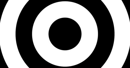 Moving hypnotic circle. Seamless Psychedelic round in fast motion. Black and white background. - Powered by Adobe
