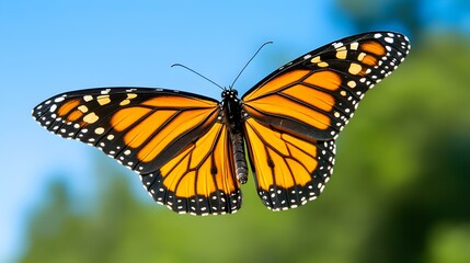 Obraz premium Monarch Butterfly Migration at Risk, Habitat loss threatens the survival of these iconic butterflies during their crucial migration journey