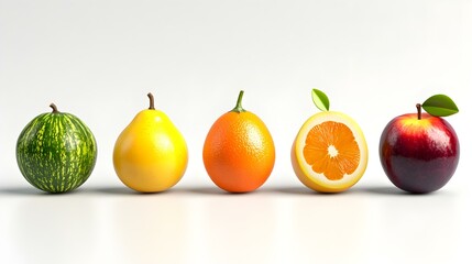 Vibrant 3D Renderings of Fresh Fruits and Vegetables, showcasing intricate details and lifelike textures, ideal for culinary presentations and designs