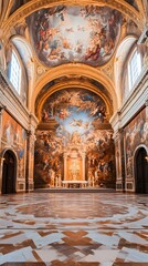 Obraz premium Ceiling Fresco Inside of a Church in France
