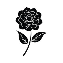 Elegant flower black silhouette vector perfect for nature-inspired prints, and designs.