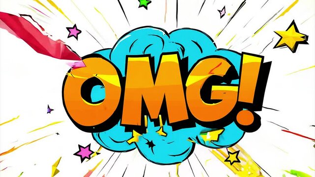 OMG text, my brain is exploding concept, cartoon comic style background.