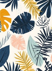 Fototapeta premium Tropical Leaf Pattern Illustration