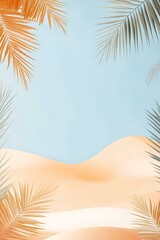 Palm Leaves Background Design With Blue and Orange Colors