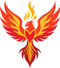 Fototapeta premium A phoenix rising from flames against a whit background