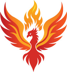 Fototapeta premium A phoenix rising from flames against a whit background