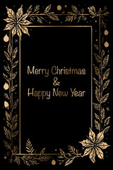 Naklejka premium Christmas card design. Gold line art and letters