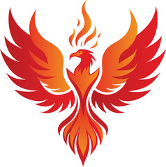 Fototapeta premium A phoenix rising from flames against a whit background