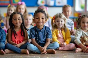 Fototapeta premium Happy Children in a Colorful Classroom
