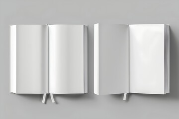 Blank book mockup isolated on gray background.
