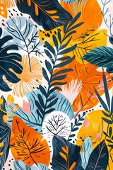 Abstract Tropical Leaf Pattern Illustration