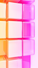 Abstract gradient cubes in pink, yellow, and orange.