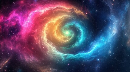 Colorful Cosmic Swirl Of Vibrant Nebulae In Deep Space
