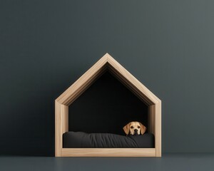 Insulated doghouse with plush bedding, raised flooring for warmth, and a sleek, modern roof design, luxury doghouse, comfortable design