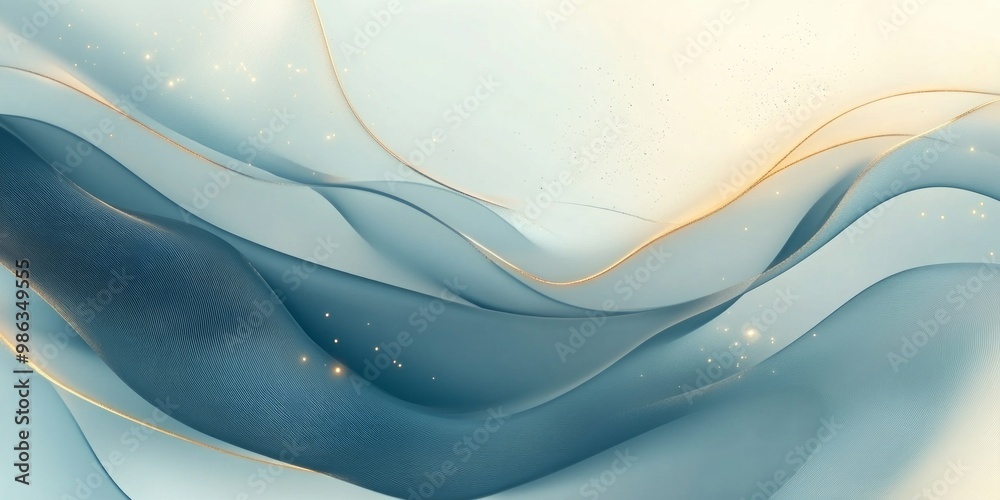 Wall mural an abstract wave design featuring soft blue hues. the flowing shapes create a sense of calm and tran