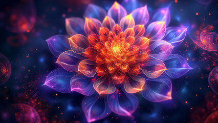 Celestial floral design in rich ruby and amethyst tones