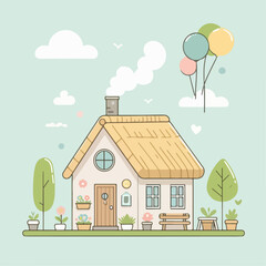 Illusratiton of house with trees