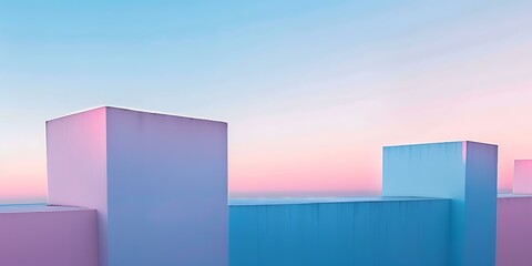 Fototapeta premium Minimalist Architecture with Pastel Sky