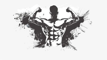 A man with a muscular build is shown with his arms raised in the air