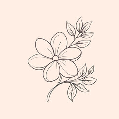 a simple flower , outline vector, on a white background,  