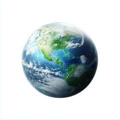 Earth Globe with North and South America  Clouds and Oceans