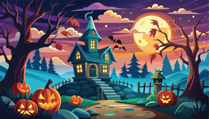 halloween background with castle